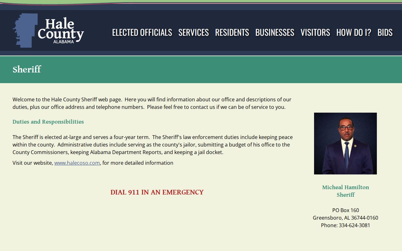Hale County Sheriff's Office recent arrest contact page